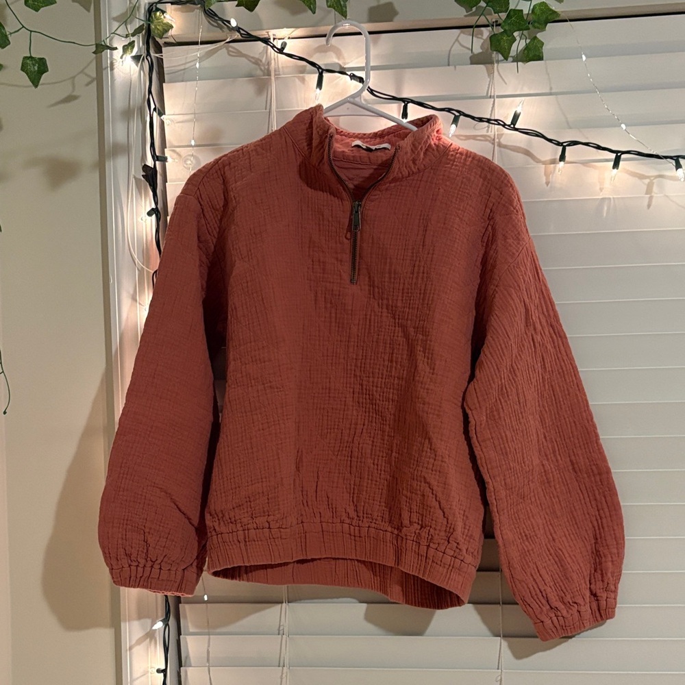 Rust Quarter-Zip Pullover